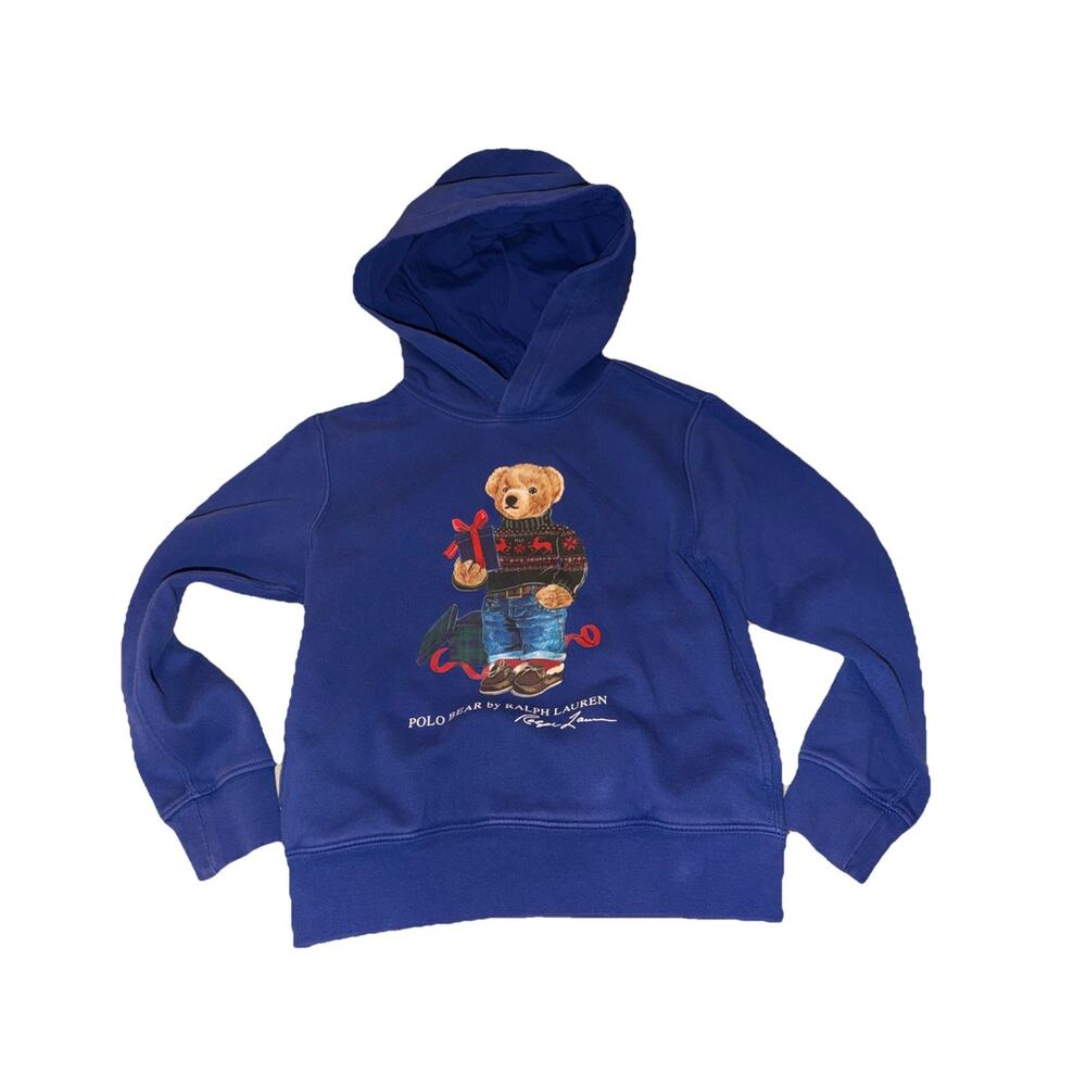 Polo Bear By Ralph Lauren boys Blue Hoodie Size Small 8 EUC